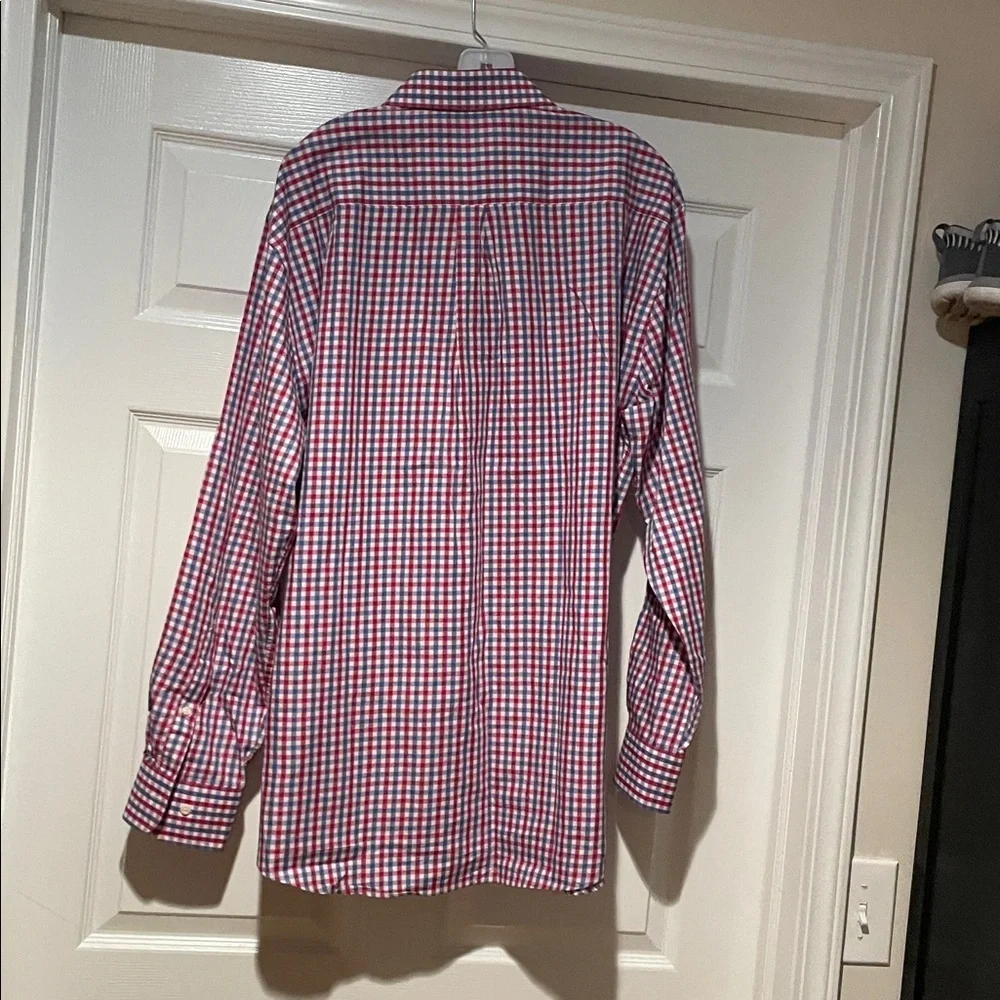 Peter Millar Red and White Plaid Shirt